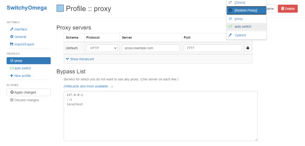 proxy setting